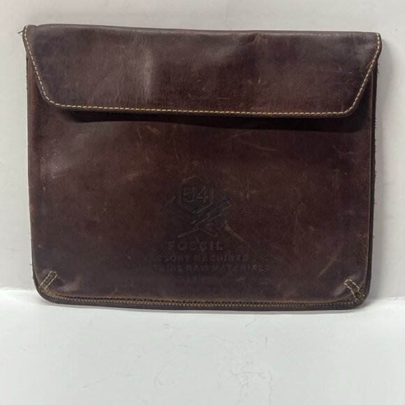 Distressed Fossil Leather Zipper Pouch Purse Wallet 54 Factory Machines 51248 - Picture 1 of 11